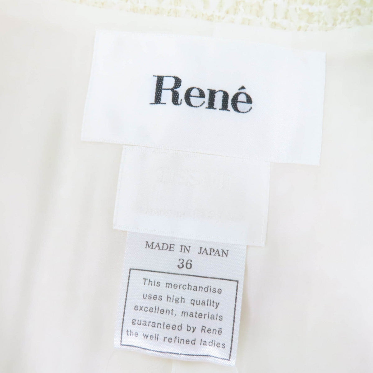Rene ノーカラー ツイード TISSUE ファブリック ウール コート