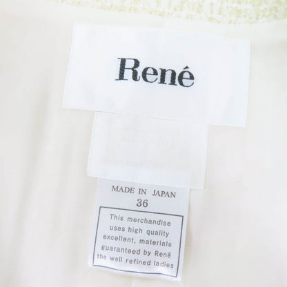 Rene ノーカラー ツイード TISSUE ファブリック ウール コート