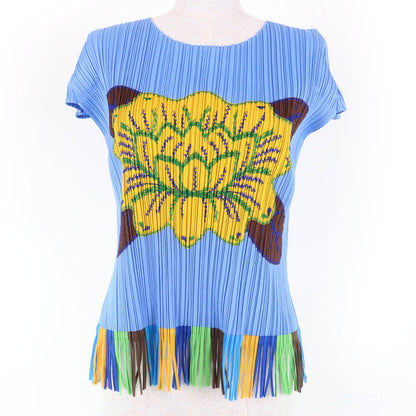 PLEATS PLEASE トロピカル フラワー フリンジ Tシャツ