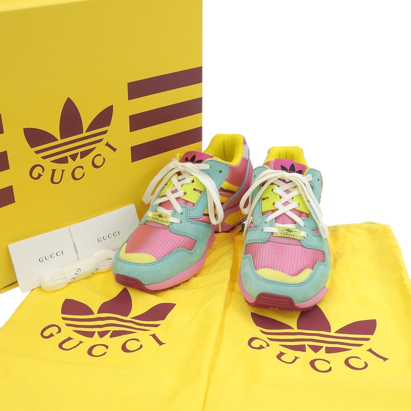 グッチ×アディダス TORSION ZX8000 スエード レザー スニーカー