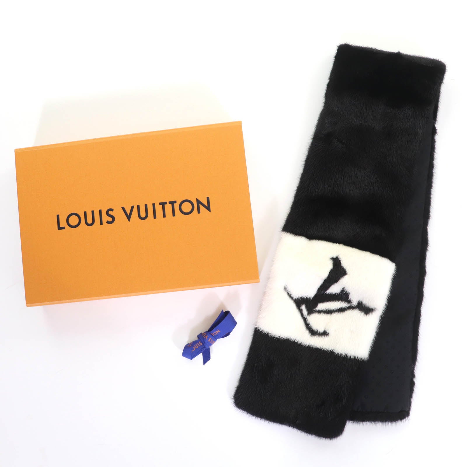 ルイヴィトン LV ロゴ ミンク マフラー
