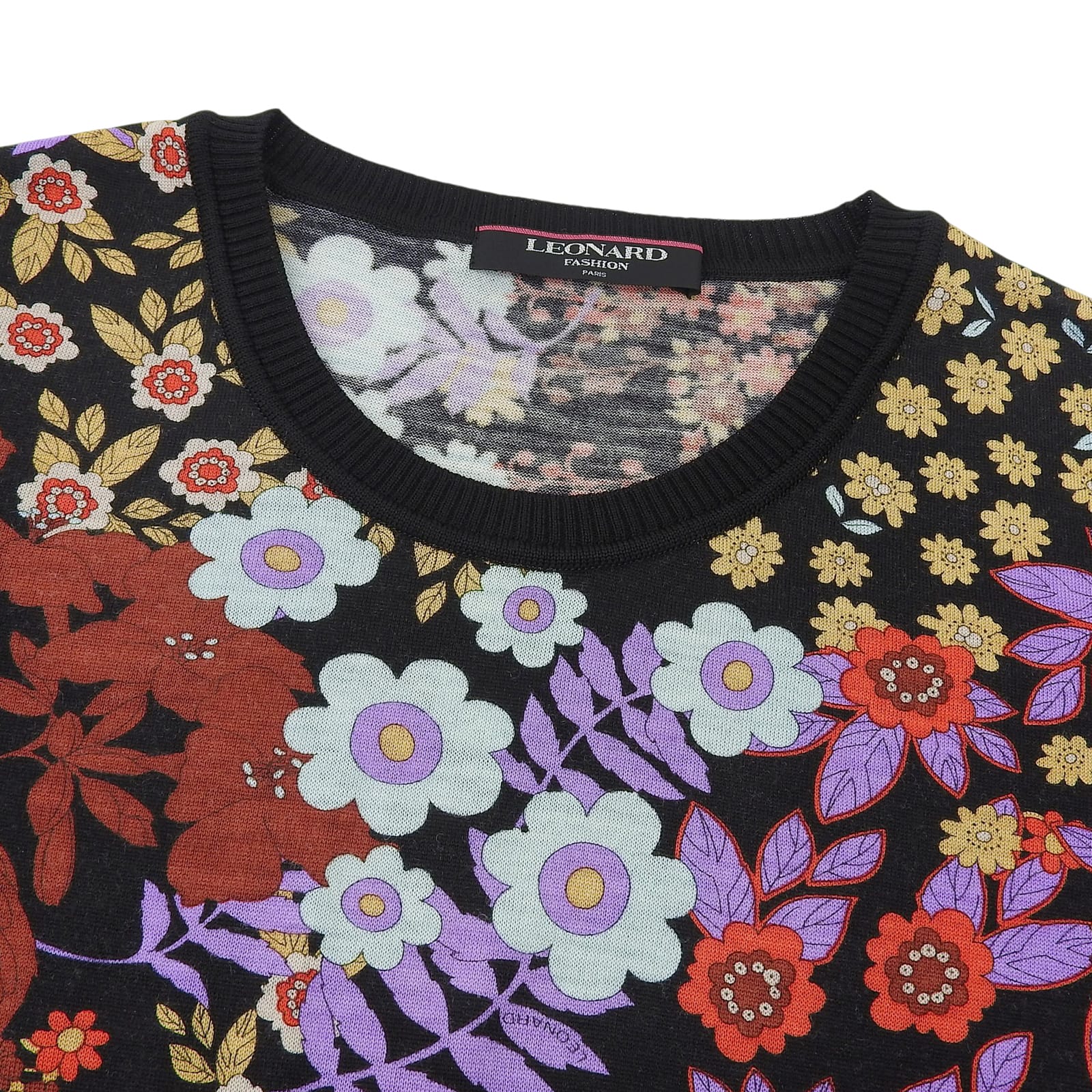 LEONARD FASHION フラワー プリント ニット トップ