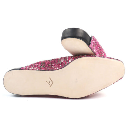 HOSOO テキスタイル スエード レザー ルーム シューズ