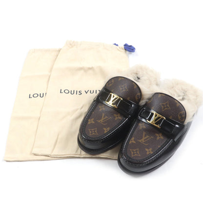 ルイヴィトン LV ロゴ モノグラム レザー ミュール