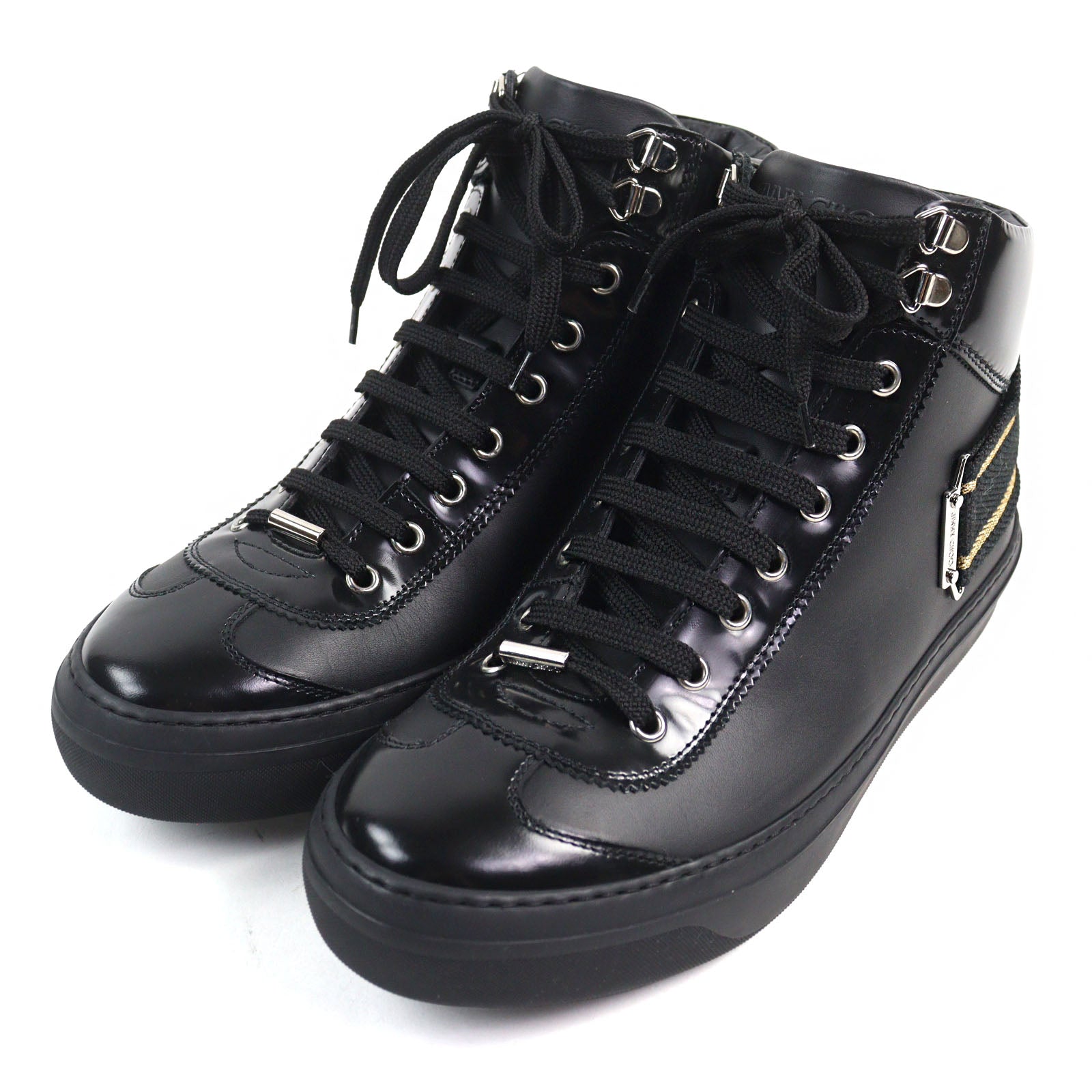 Jimmy Choo アーガイルストラップレザースニーカー