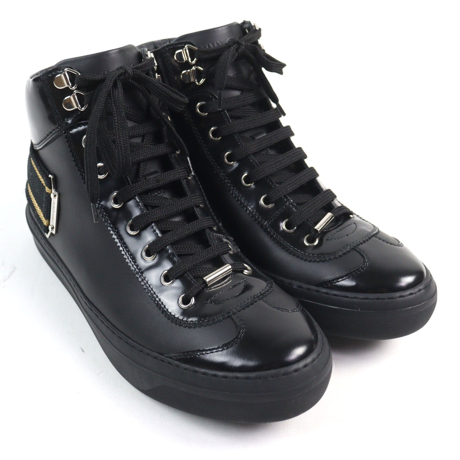 Jimmy Choo アーガイルストラップレザースニーカー