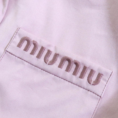 ミュウミュウ ロゴ 刺繍 コットン シャツ