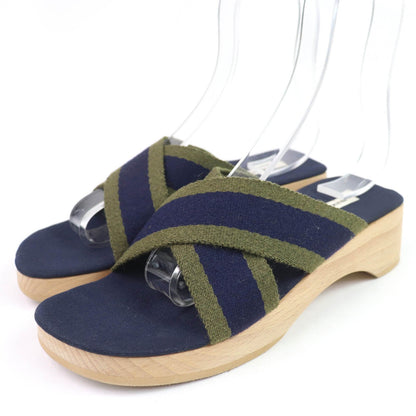 エルメス フール トゥ キャンバス ウッド サンダル