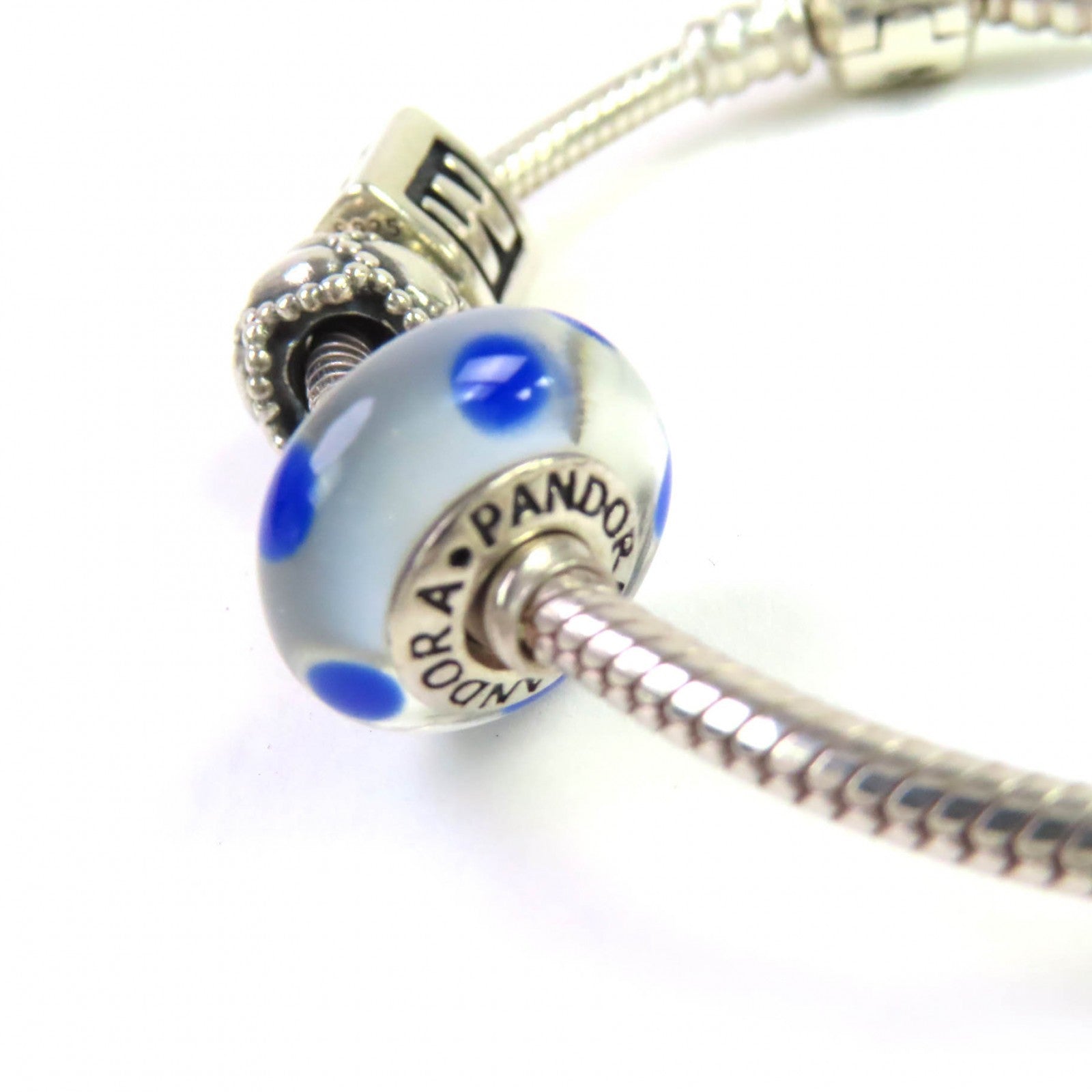 PANDORA ハート モチーフ ドット カラー ストーン シルバー ブレスレット