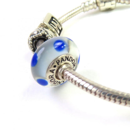 PANDORA ハート モチーフ ドット カラー ストーン シルバー ブレスレット