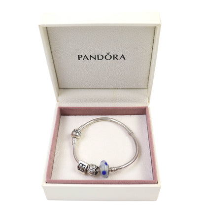 PANDORA ハート モチーフ ドット カラー ストーン シルバー ブレスレット