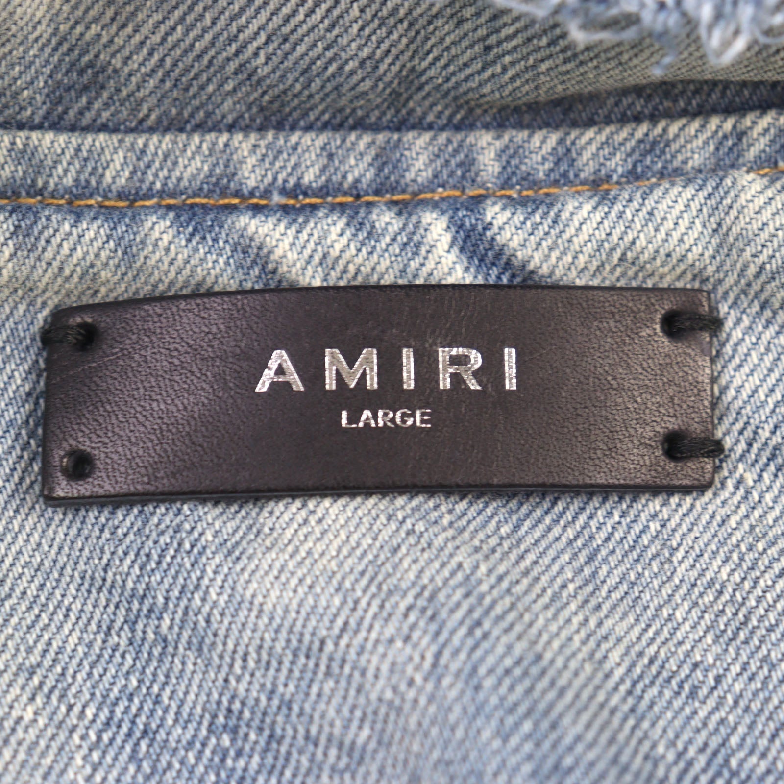 AMIRI ダメージ デニム メタル ロゴ デニム ジャケット