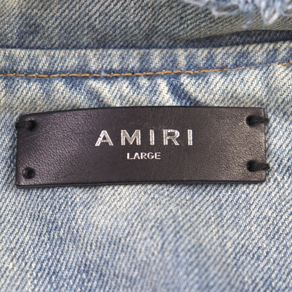 AMIRI ダメージ デニム メタル ロゴ デニム ジャケット