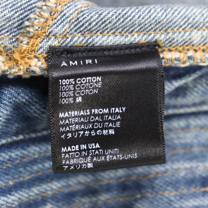 AMIRI ダメージ デニム メタル ロゴ デニム ジャケット