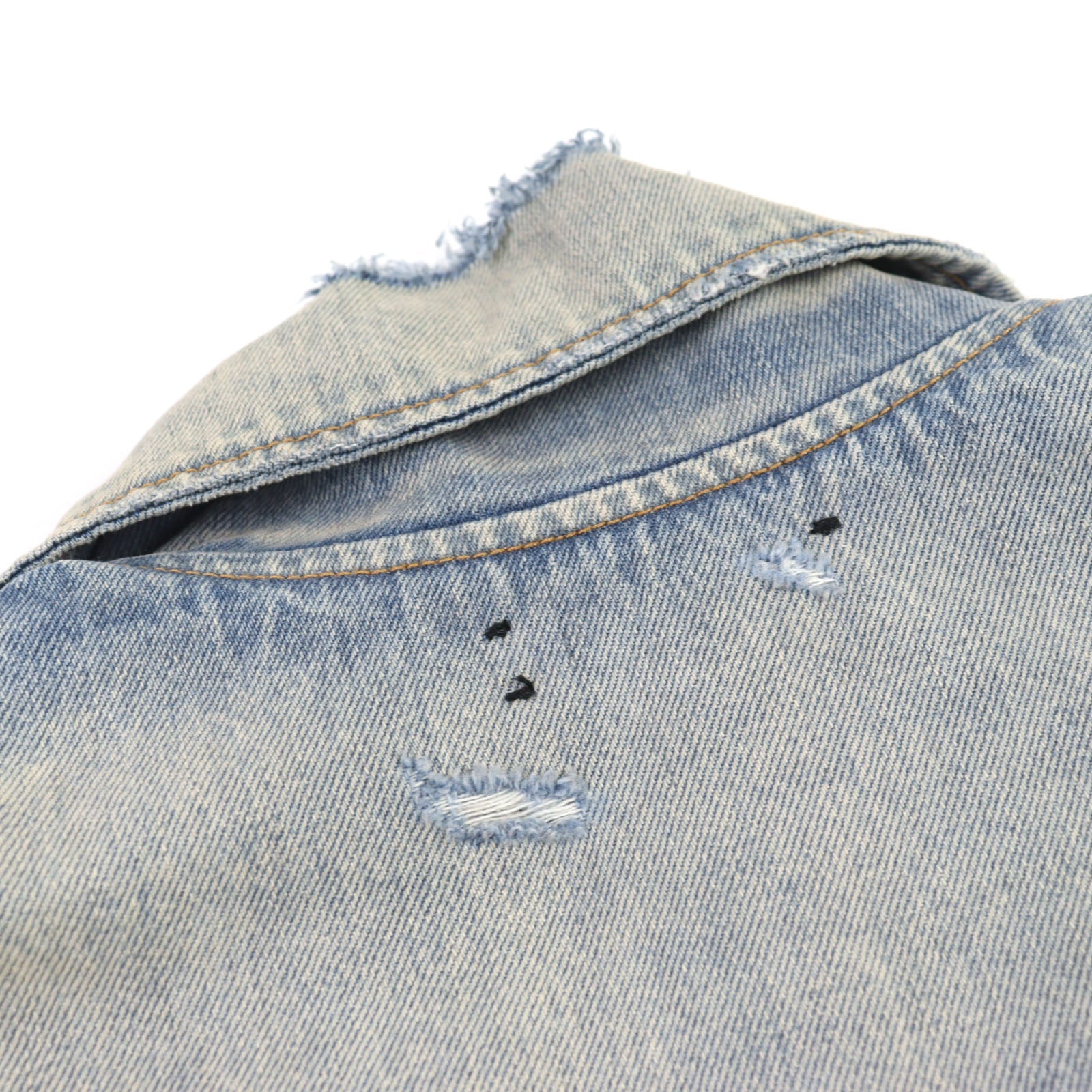AMIRI ダメージ デニム メタル ロゴ デニム ジャケット