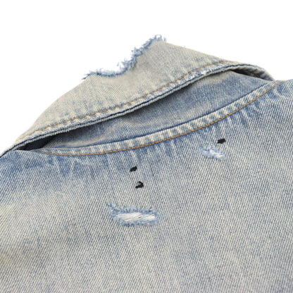AMIRI ダメージ デニム メタル ロゴ デニム ジャケット