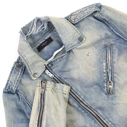 AMIRI ダメージ デニム メタル ロゴ デニム ジャケット
