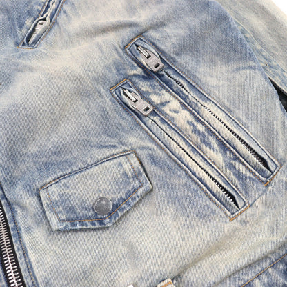 AMIRI ダメージ デニム メタル ロゴ デニム ジャケット