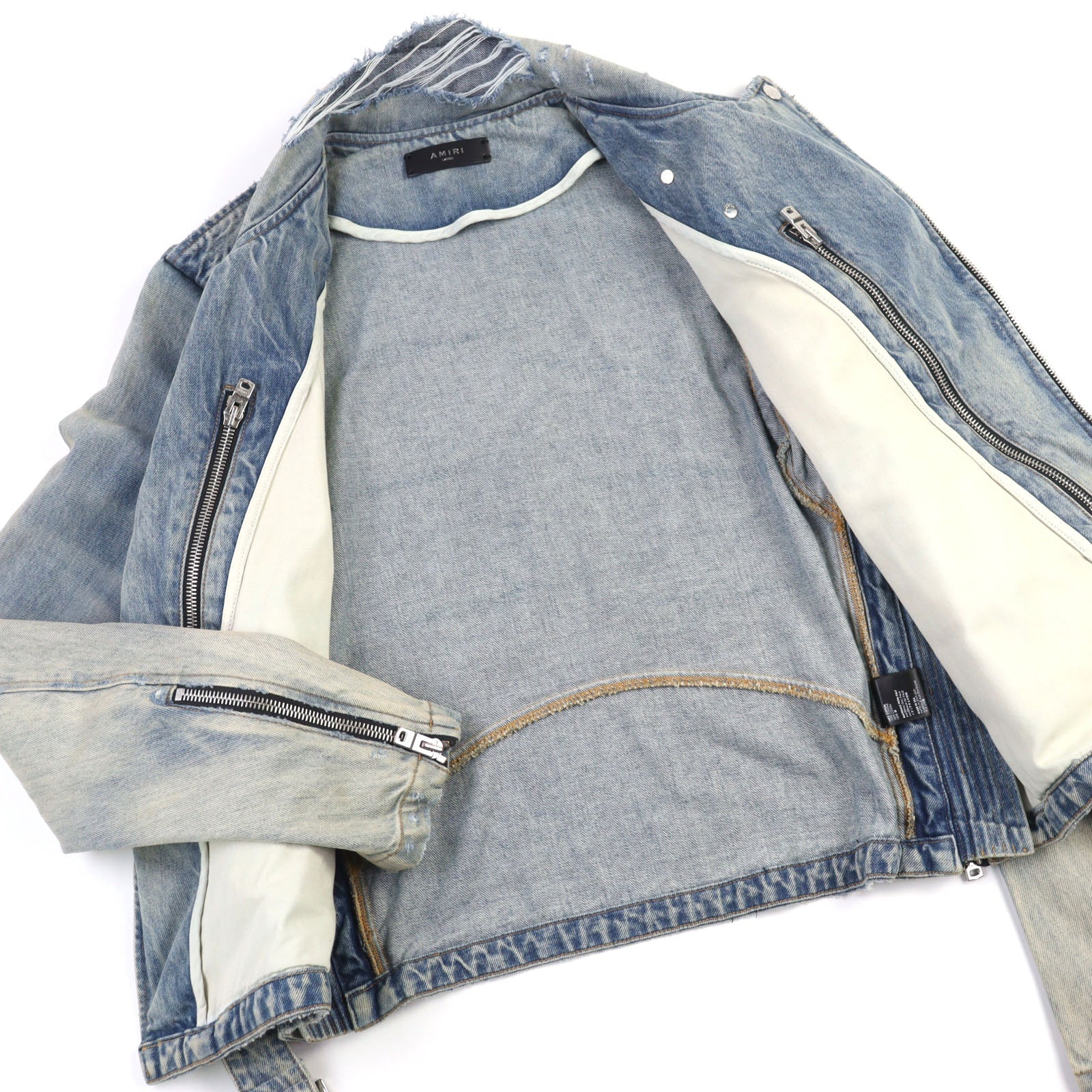 AMIRI ダメージ デニム メタル ロゴ デニム ジャケット