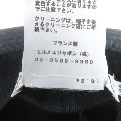 エルメス リネン混 Hロゴ刺繍フェドラハット