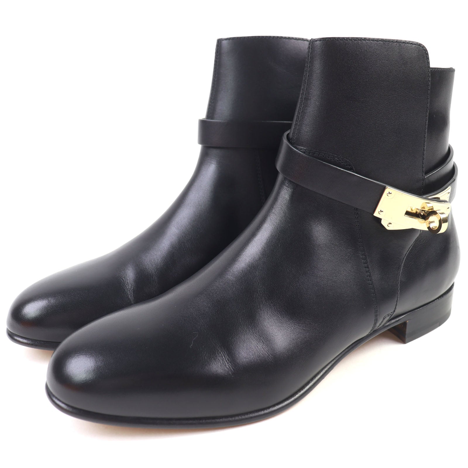 エルメス ネオ ケリー バックル レザー ショートブーツ