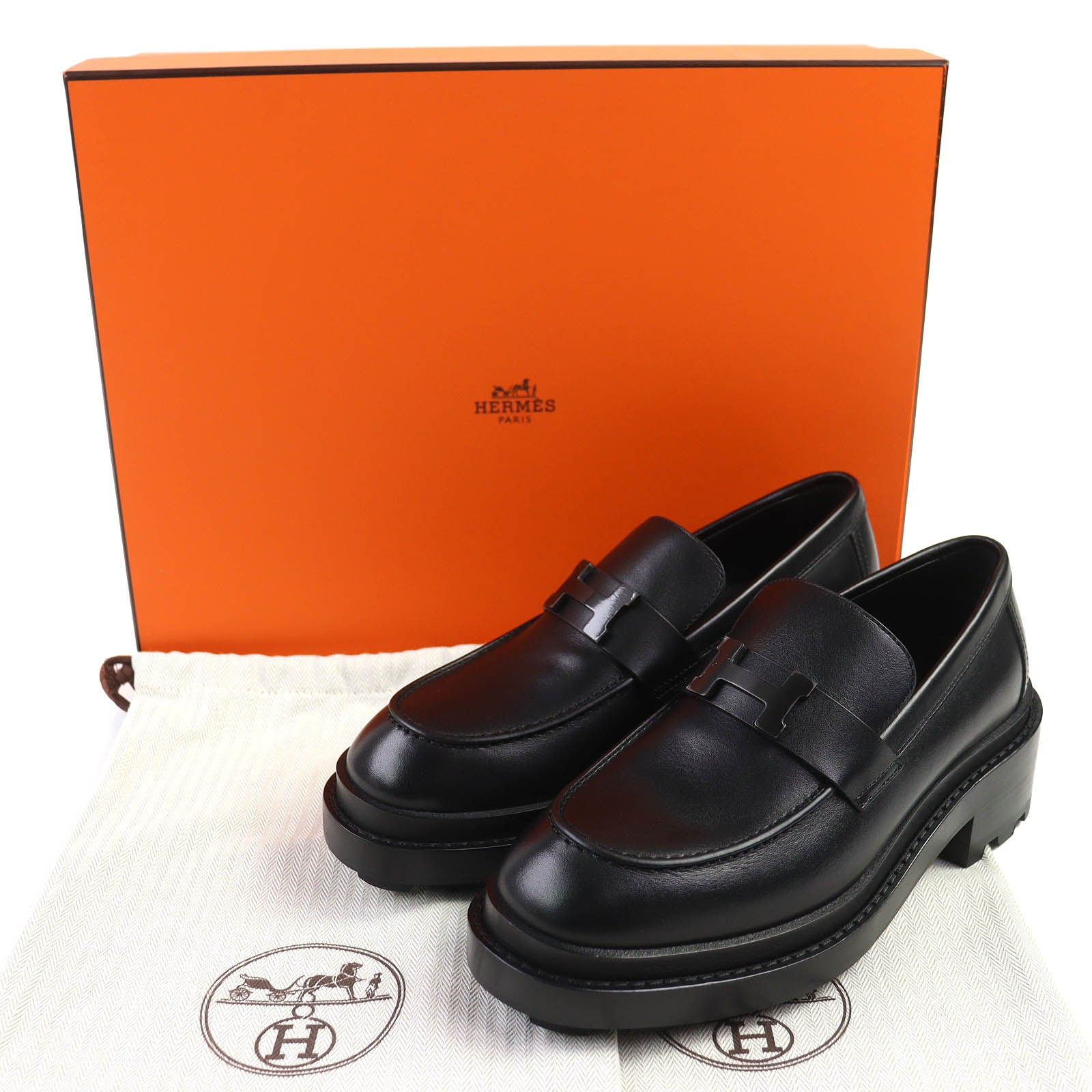 エルメス ルーブル レザーローファー