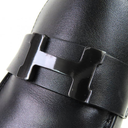エルメス ルーブル 36.5 メタル レザー ローファー