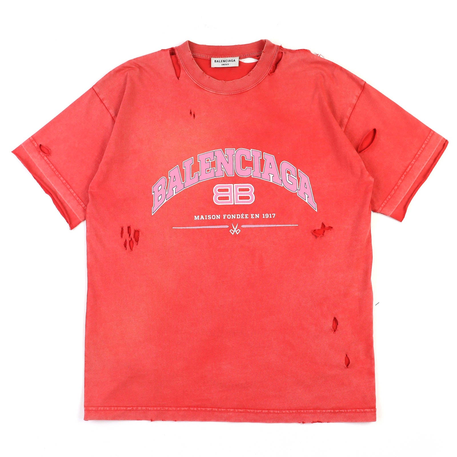 バレンシアガ Destroyed Distressed 半袖Tシャツ