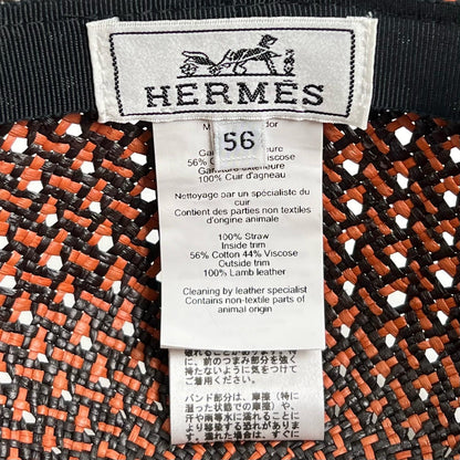エルメス キャップタンザニアシリーズボタン ストローハット