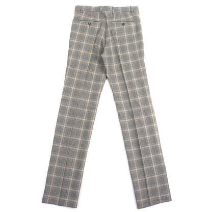 グッチ チェックパターン リネン パンツ