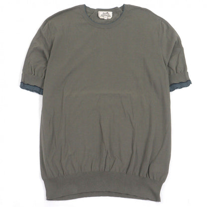 エルメス 半袖ニットドッキングデザイン コットン Tシャツ XL