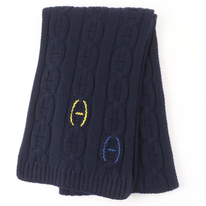 エルメス トリマイヨン シェーヌダンクル カシミヤ レザー マフラー