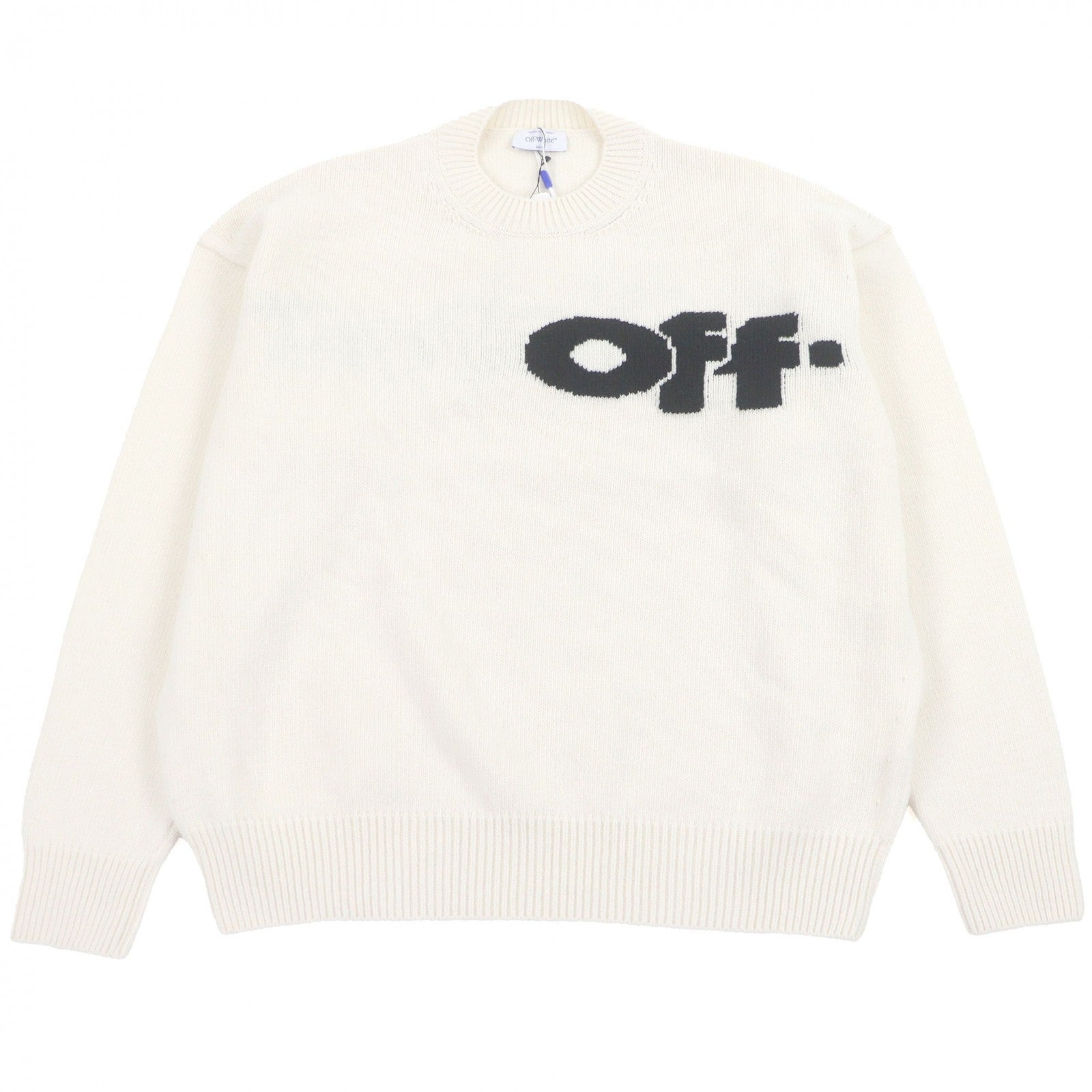 オフホワイト ウールブレンドニットセーター