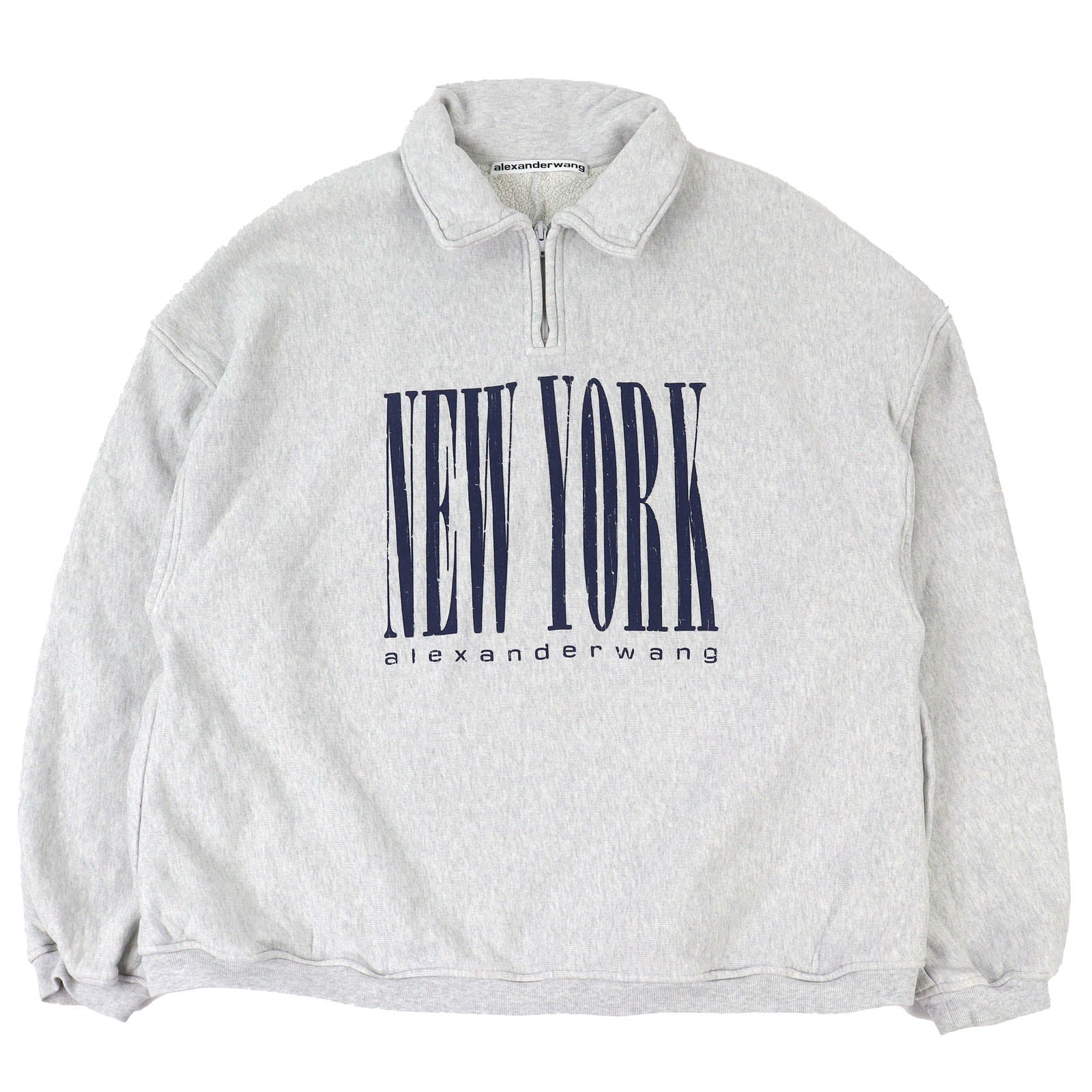 アレキサンダーワン HALF ZIP SWEATSHIRT WITH NY PUFF GRAPHIC コットン スウェットシャツ