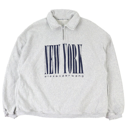 アレキサンダーワン HALF ZIP SWEATSHIRT WITH NY PUFF GRAPHIC コットン スウェットシャツ