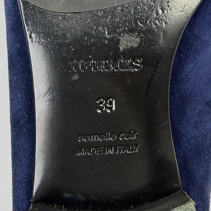 エルメス ロイヤルネイビー スエード ローファー 39