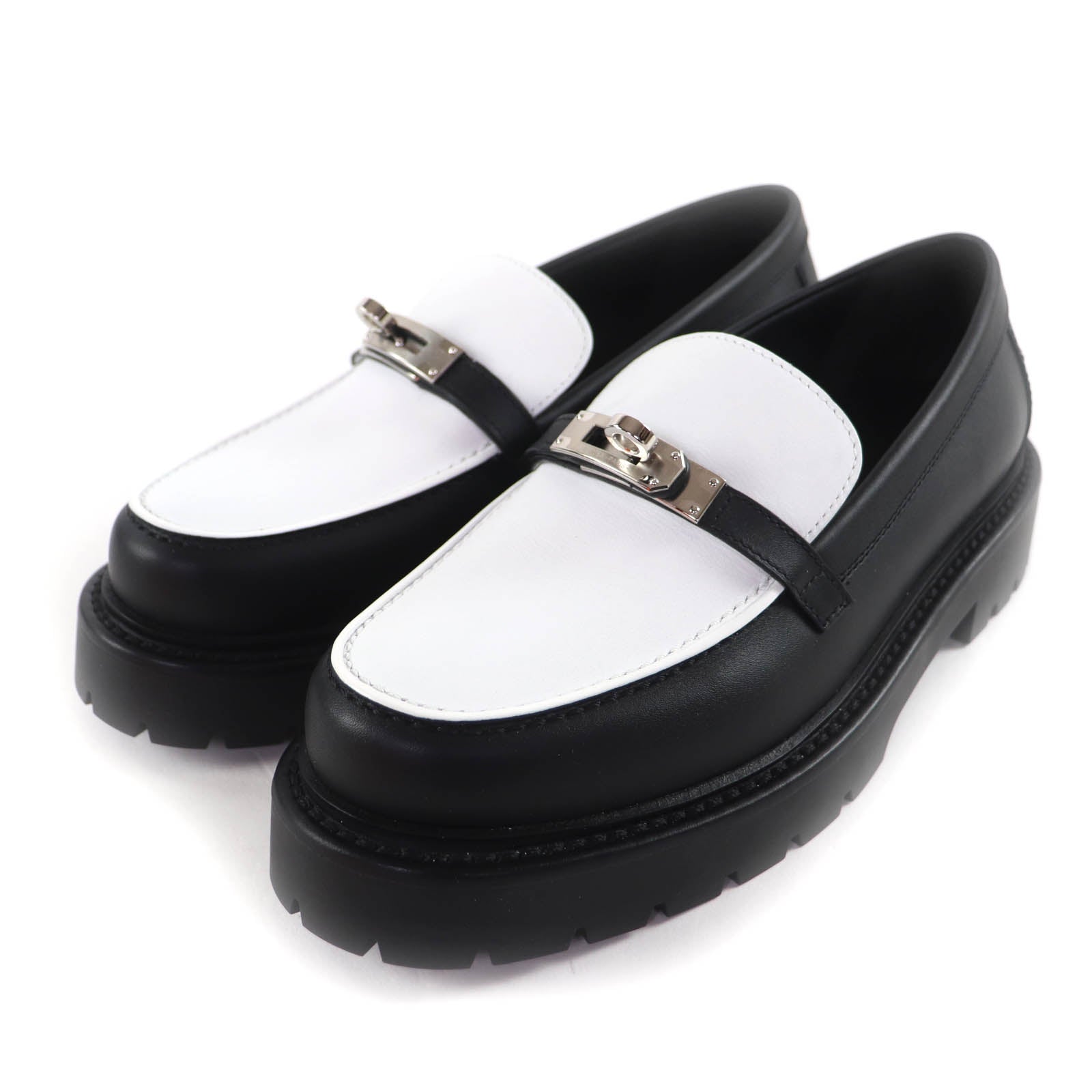 エルメス37.5レザーローファー