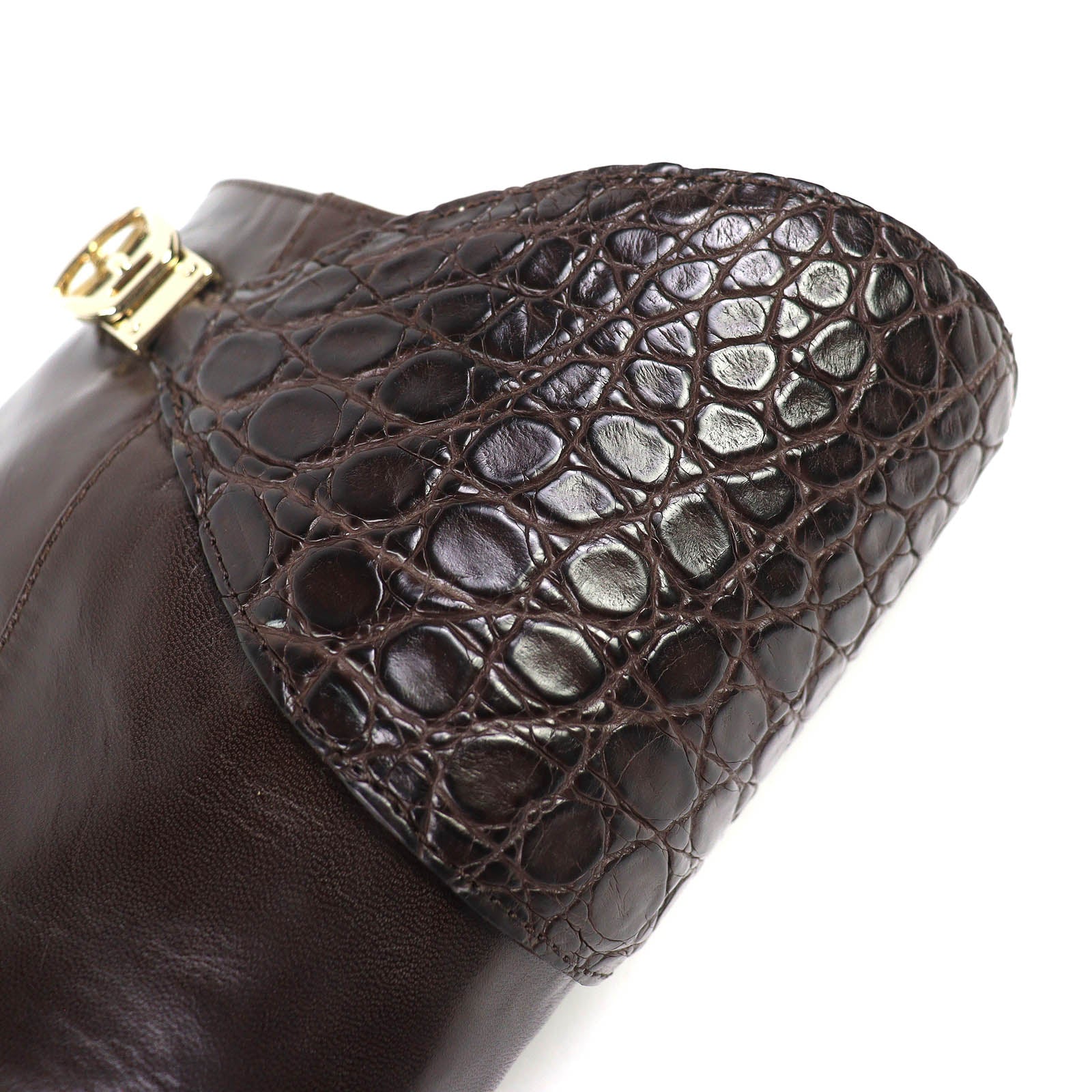 グッチ クロコダイルレザー ロングブーツ