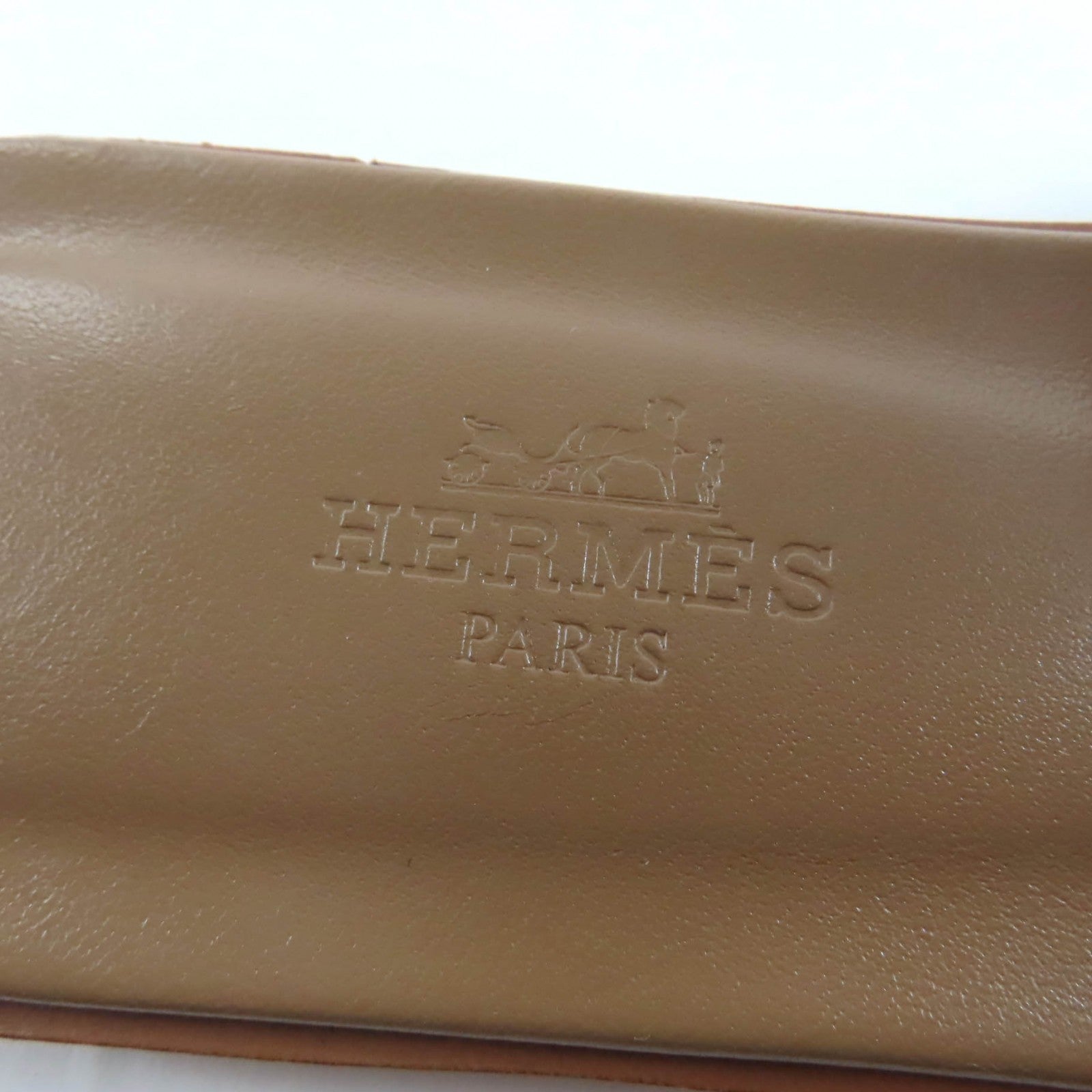 エルメス オランHモチーフ デニム レザー フラットサンダル 36