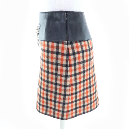 エルメス 3H0322DE カシミヤウールラムレザースカート34