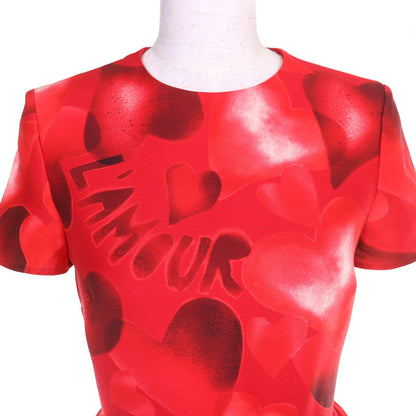 ヴァレンティノ LAMOUR ハートプリント ウールシルク ワンピース