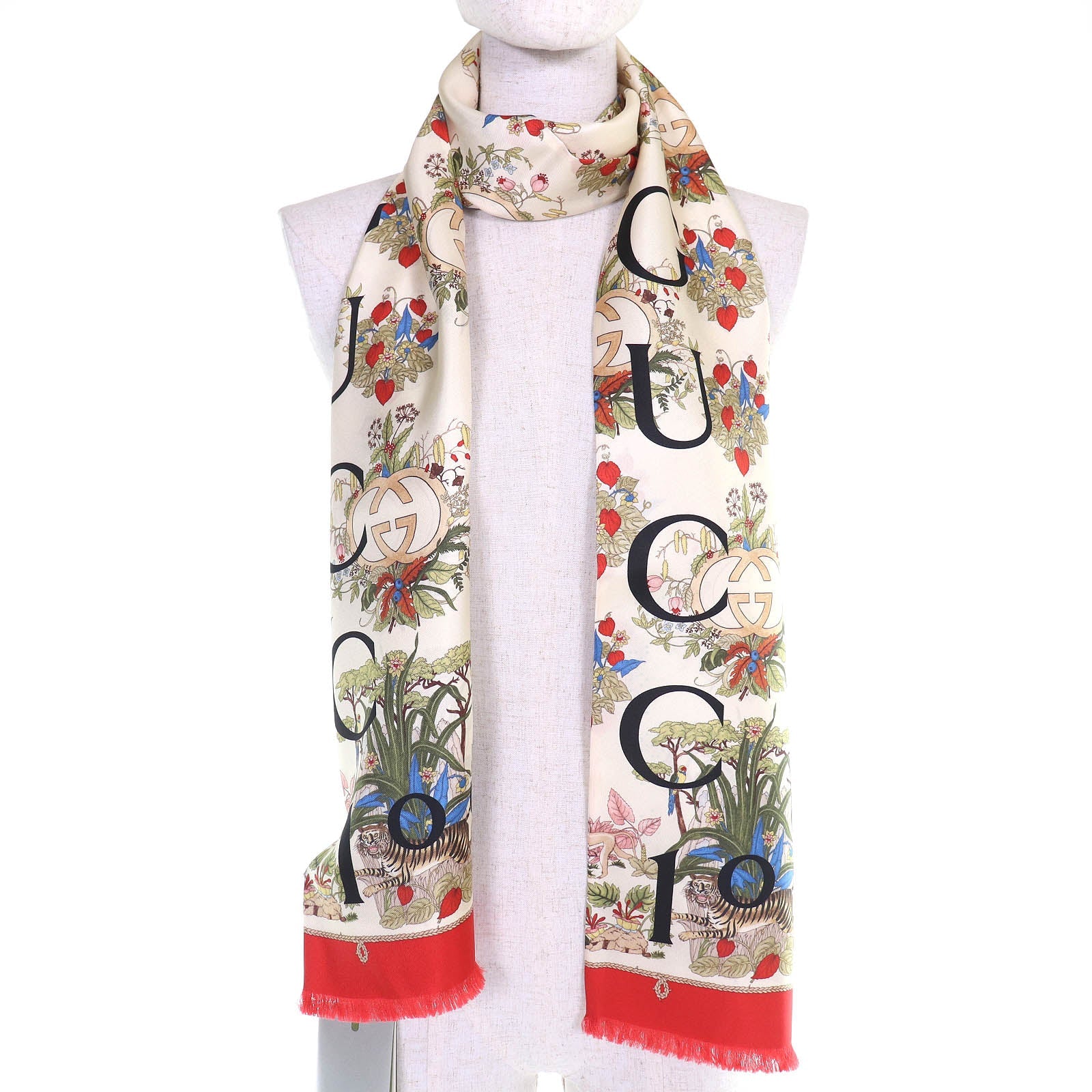 グッチ 100周年記念インターロッキングGロゴフローラル シルクスカーフ