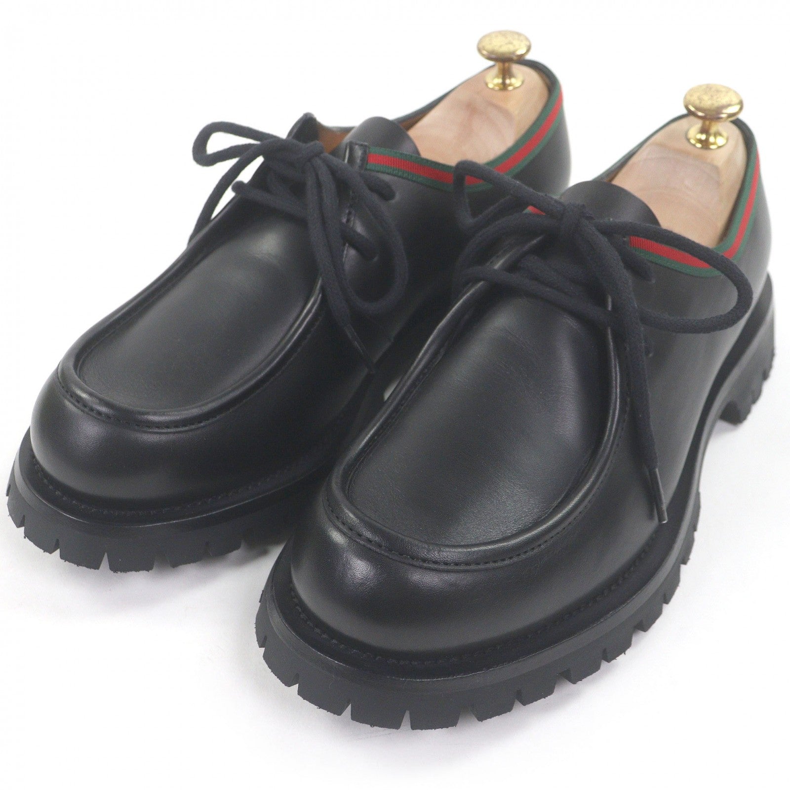 グッチ Web stripe Tyrolean レザーダービーシューズ