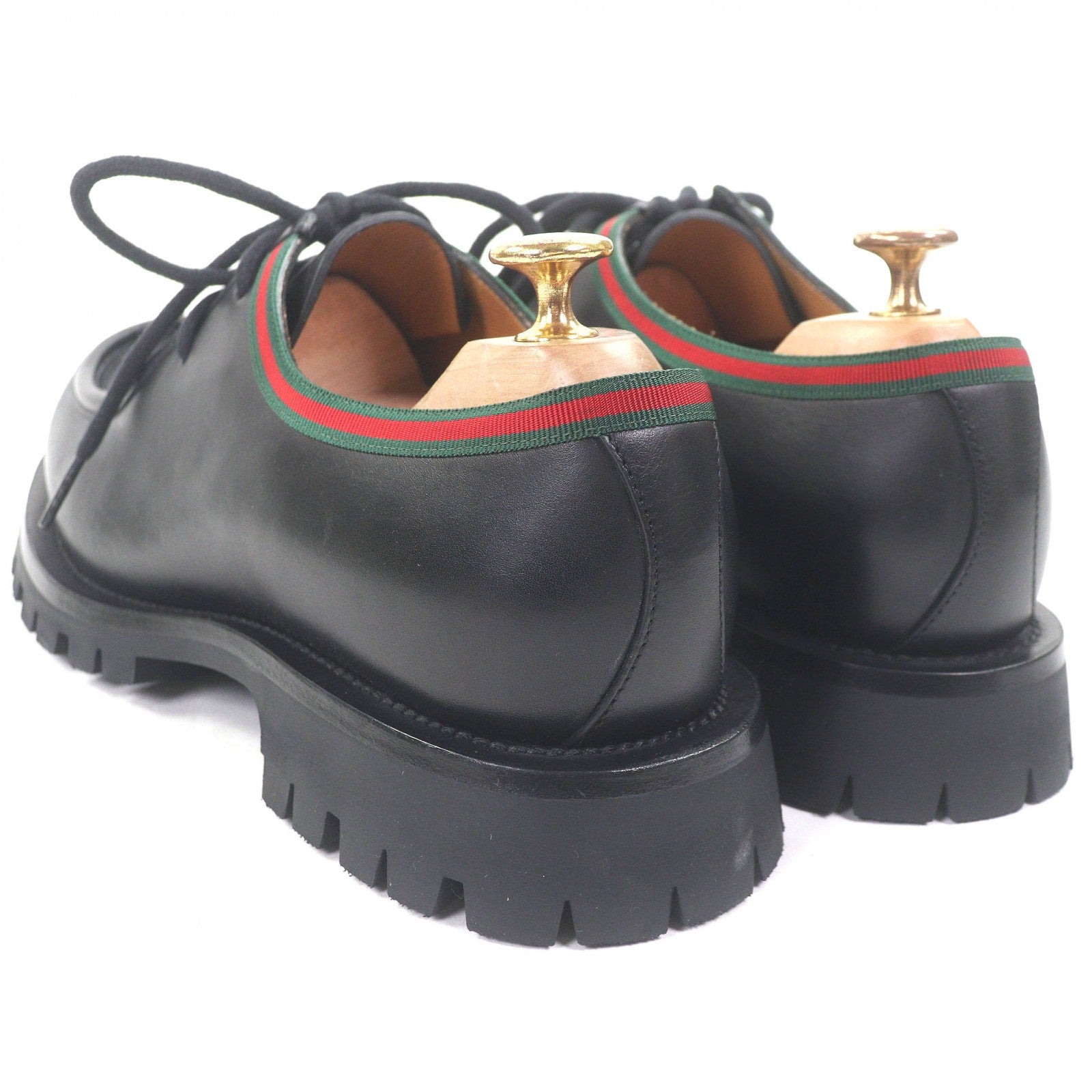 グッチ Web stripe Tyrolean レザーダービーシューズ