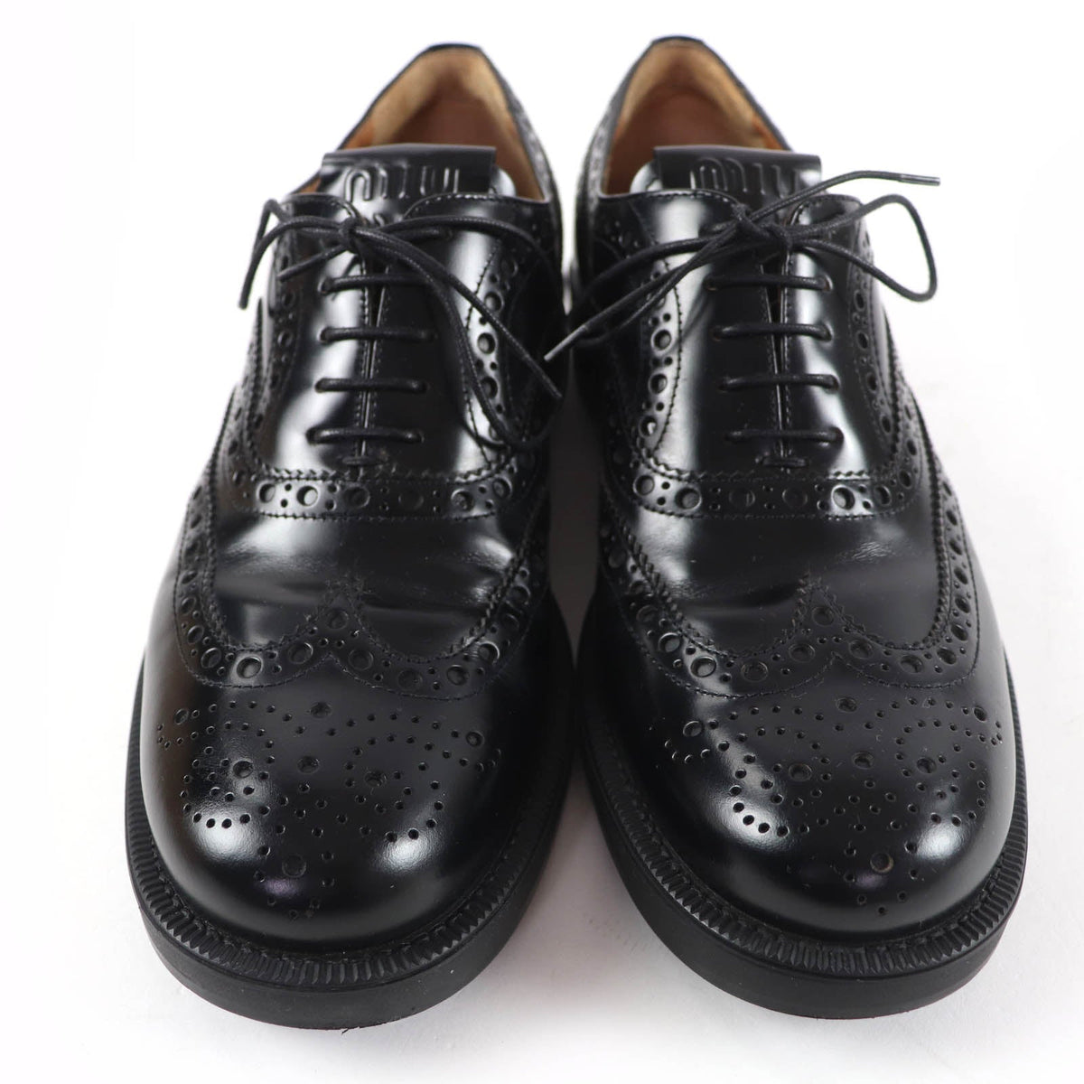 チャーチミュウミュウ レザーオックスフォードシューズ