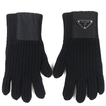 プラダ Triangle Rib Knit レザーグローブ