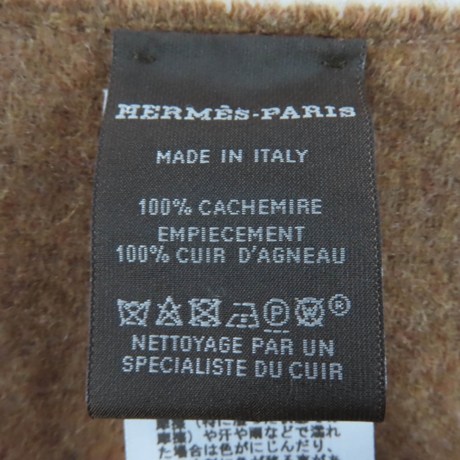エルメス POIS CUIR カシミヤ ラムスキン スカーフ