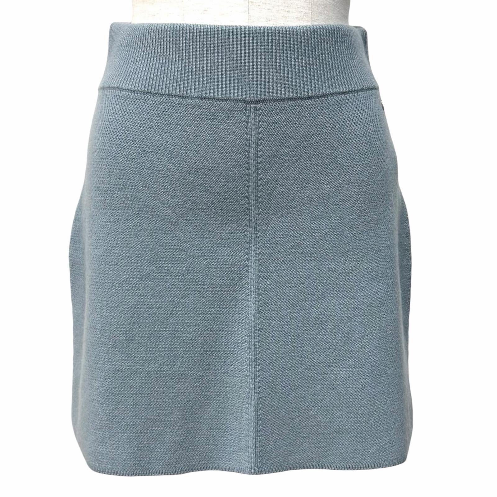 エルメス Serie Metal-trimmed trapezoid knit cashmere スカート38