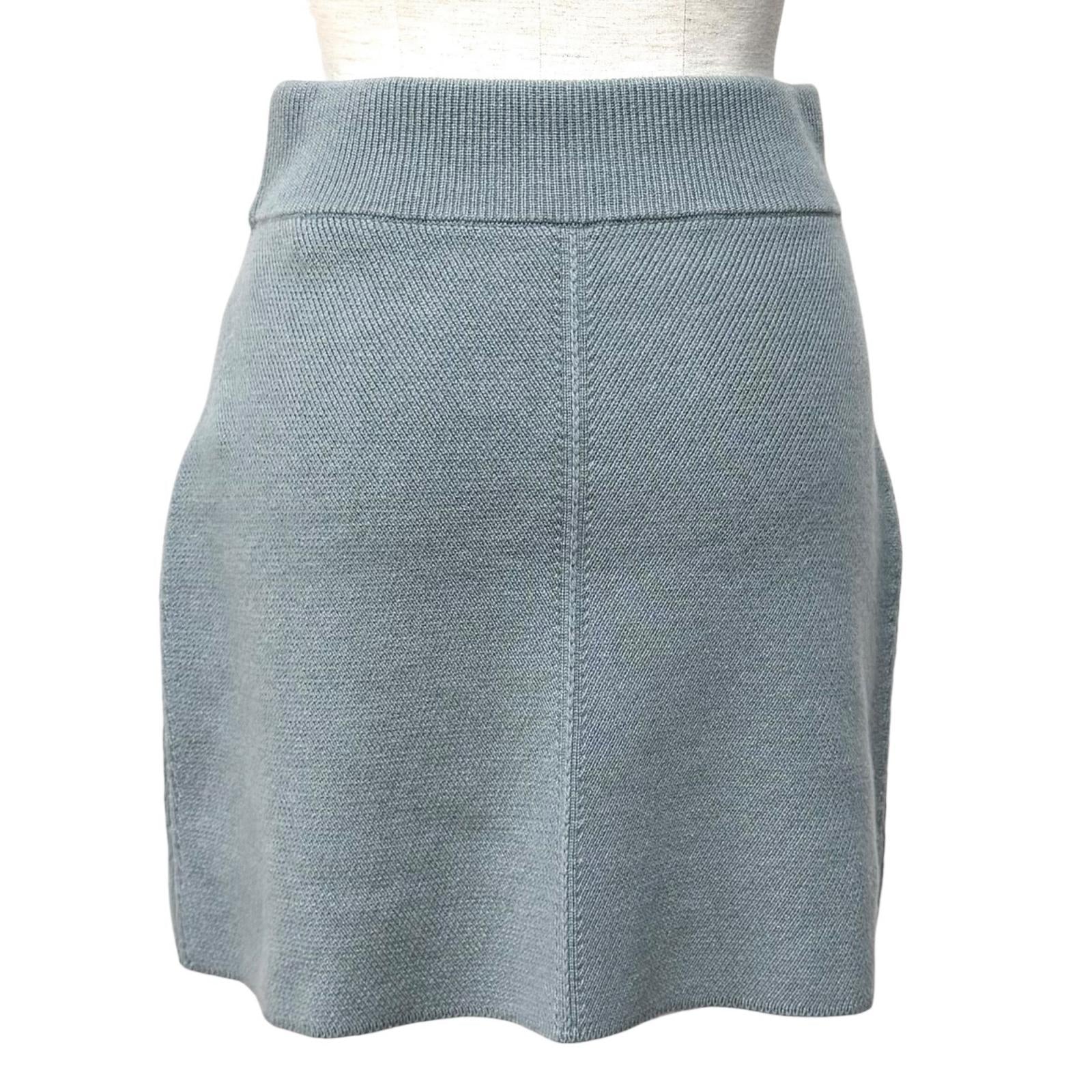 エルメス Serie Metal-trimmed trapezoid knit cashmere スカート38