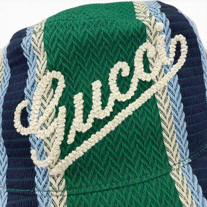 グッチ ロゴ刺繍ヘリンボーンバケットハット